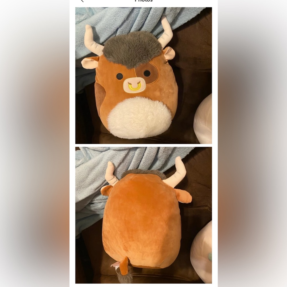 Brown and White Plush Bull by Squishmallows